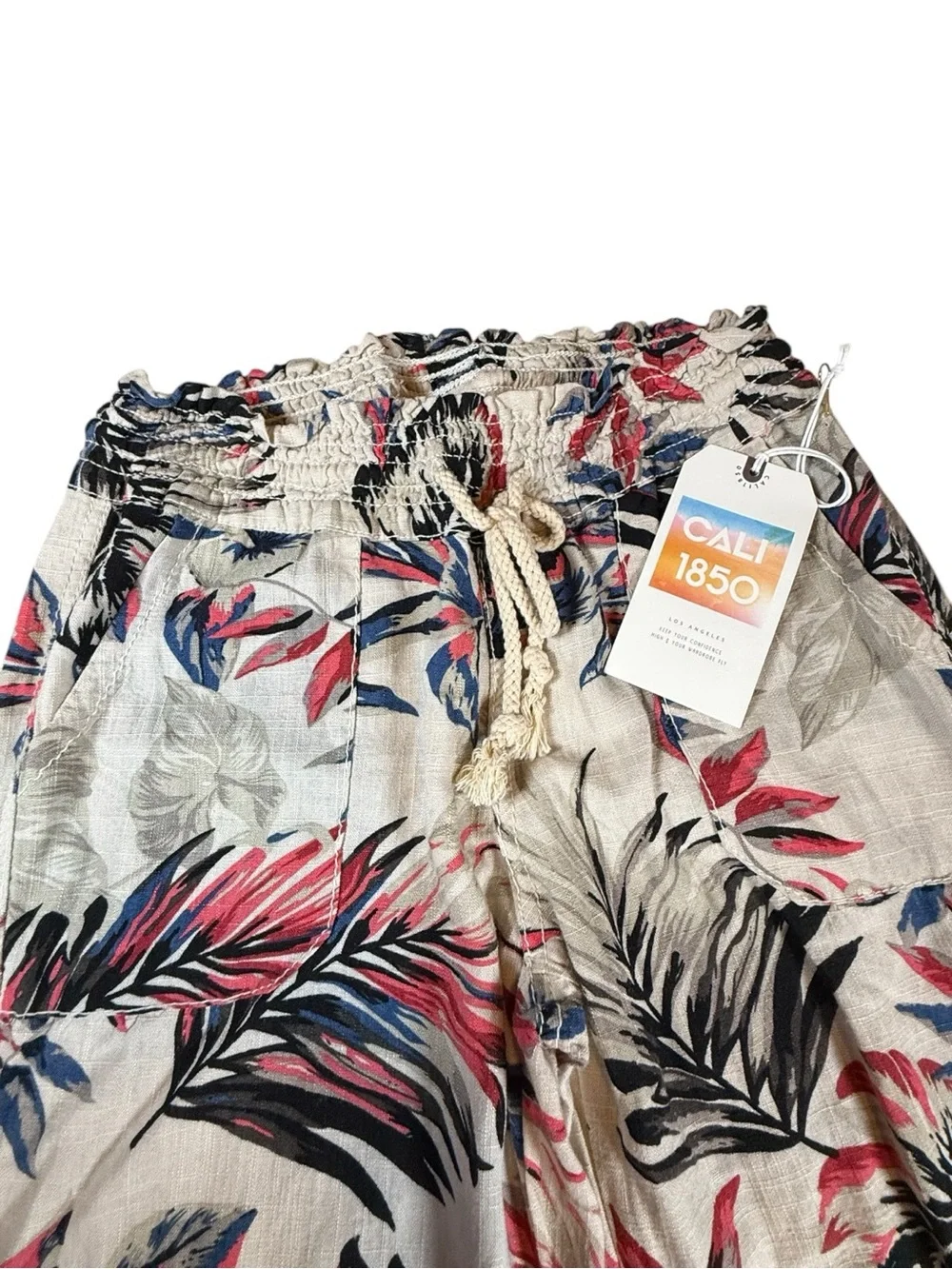 Cali 1850 Tropical Floral Wide Leg Pants Womens Size Small NWT